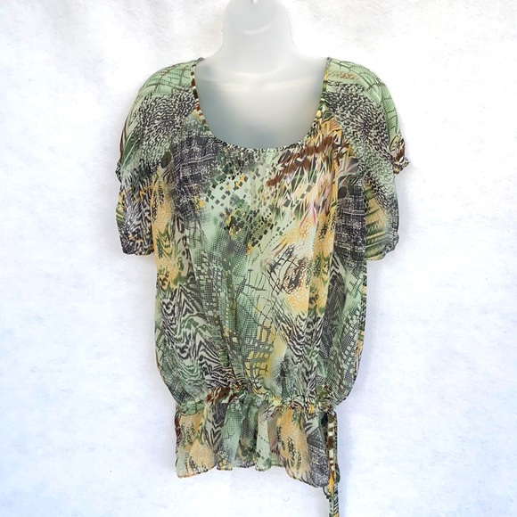 Autograph Sheer blousy top. Size XL. Drawstring at the waist. Figure Flattering. - Picture 4 of 9